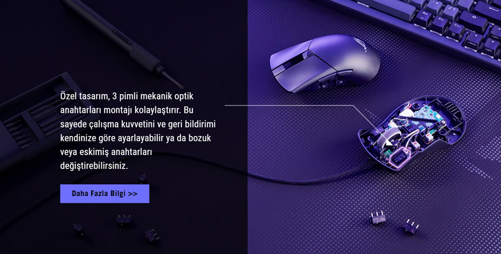 ASUS ROG GLADIUS III Core RGB Kablolu Oyun Mouse, yüksek hassasiyetli optik sensör ve RGB aydınlatma özellikleriyle üstün oyun performansı sağlar. Ergonomik tasarımı ve özelleştirilebilir tuşlarıyla o.