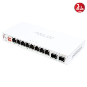 ASUS QG-U1080 8 RJ45 port, 2.5 Gigabit, 10 Gbps SFP+ port, yönetilemez switch, yüksek performans, ağ bağlantısı, ofis ve kurumsal kullanım.