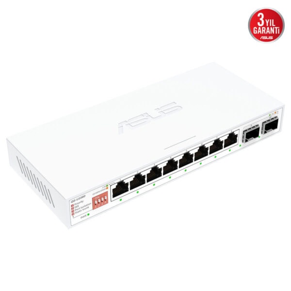 ASUS QG-U1080 8 RJ45 ve 2 SFP+ portlu 10 Gbps yönetilemez anahtar, yüksek hız ve güvenilir bağlantı sağlar. Ağ altyapınızı güçlendirmek için ideal, dayanıklı ve kolay kurulumlu ağ anahtarı.