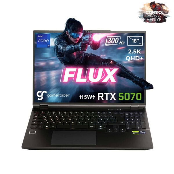 Gameraider Flux Gr16 Intel Core I9 14900hx Geforce Rtx 5070 8gb 115w 12gb Ddr5 1tb Ssd 16 Inç 2.5k Qhd+ 300hz Freedos Gaming Laptop Çanta Hediyeli Control Resonant Hediyeli 1