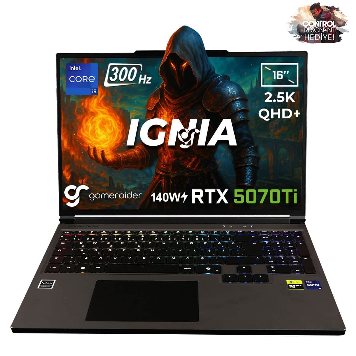 Gameraider Ignia Gr16 Intel Core I9 14900hx Geforce Rtx 5070ti 12gb 140w 24gb Ddr5 2tb Ssd 16 Inç 2.5k Qhd+ 300hz Freedos Gaming Laptop Çanta Hediyeli Control Resonant Hediyeli 1