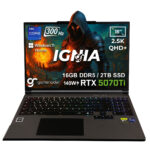 GameRaider IGNIA GR16 Intel Core i9-14900HX GeForce RTX 5070Ti 12GB 140W 48GB DDR5 1TB SSD 16 inç 2.5K QHD+ 300Hz FreeDos Gaming Laptop - Çanta Hediyeli