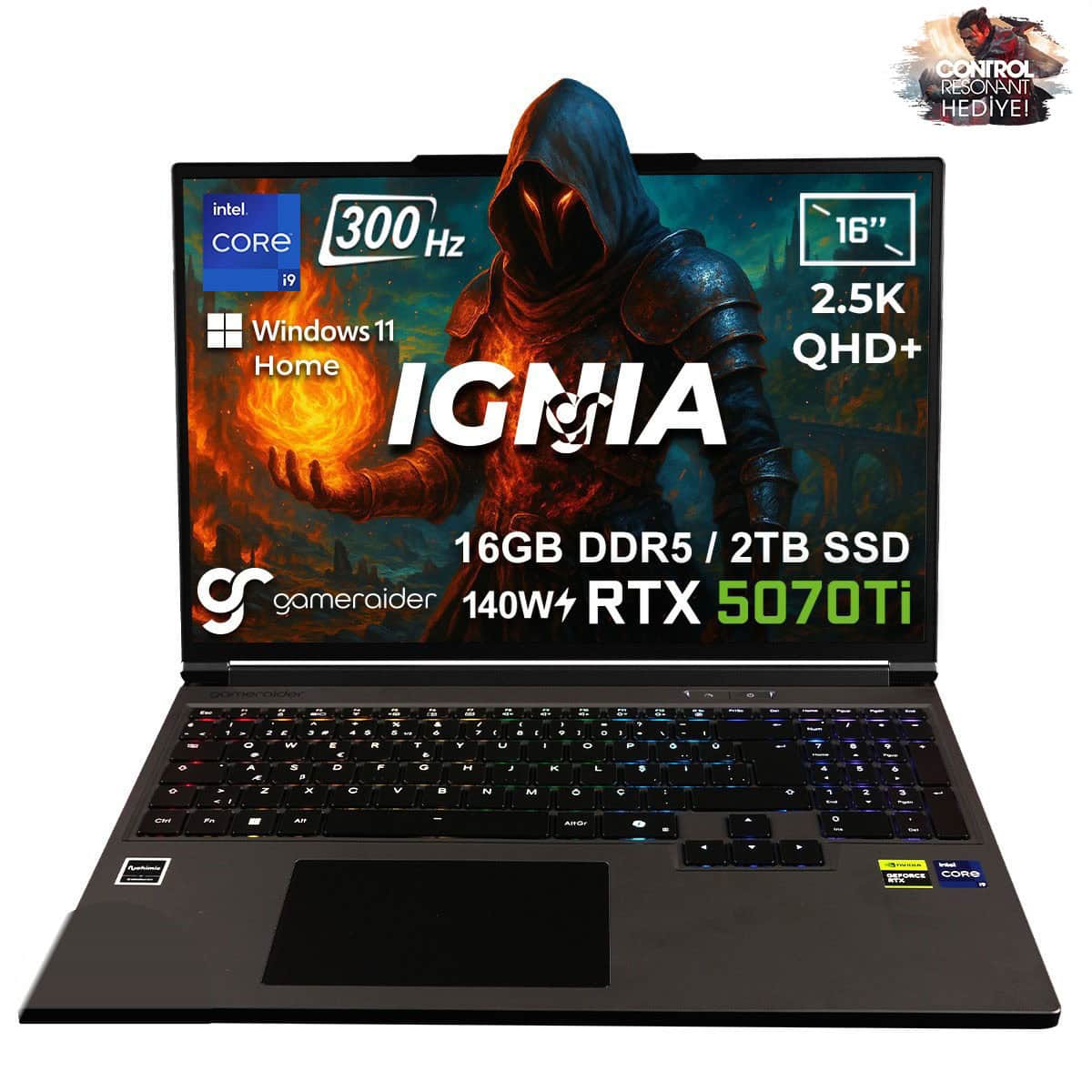 Gameraider Ignia Gr16 Intel Core I9 14900hx Geforce Rtx 5070ti 12gb 140w 48gb Ddr5 1tb Ssd 16 Inç 2.5k Qhd+ 300hz Freedos Gaming Laptop Çanta Hediyeli Control Resonant Hediyeli 1