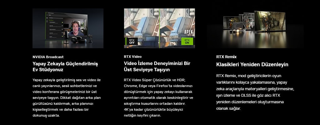 Yapay Zeka ve RTX teknolojisiyle güçlendirilmiş oyun bilgisayarı, yüksek performans ve görsel kalite sunar. Hızlı ve akıcı oyun deneyimi için ideal sistem önerisi.