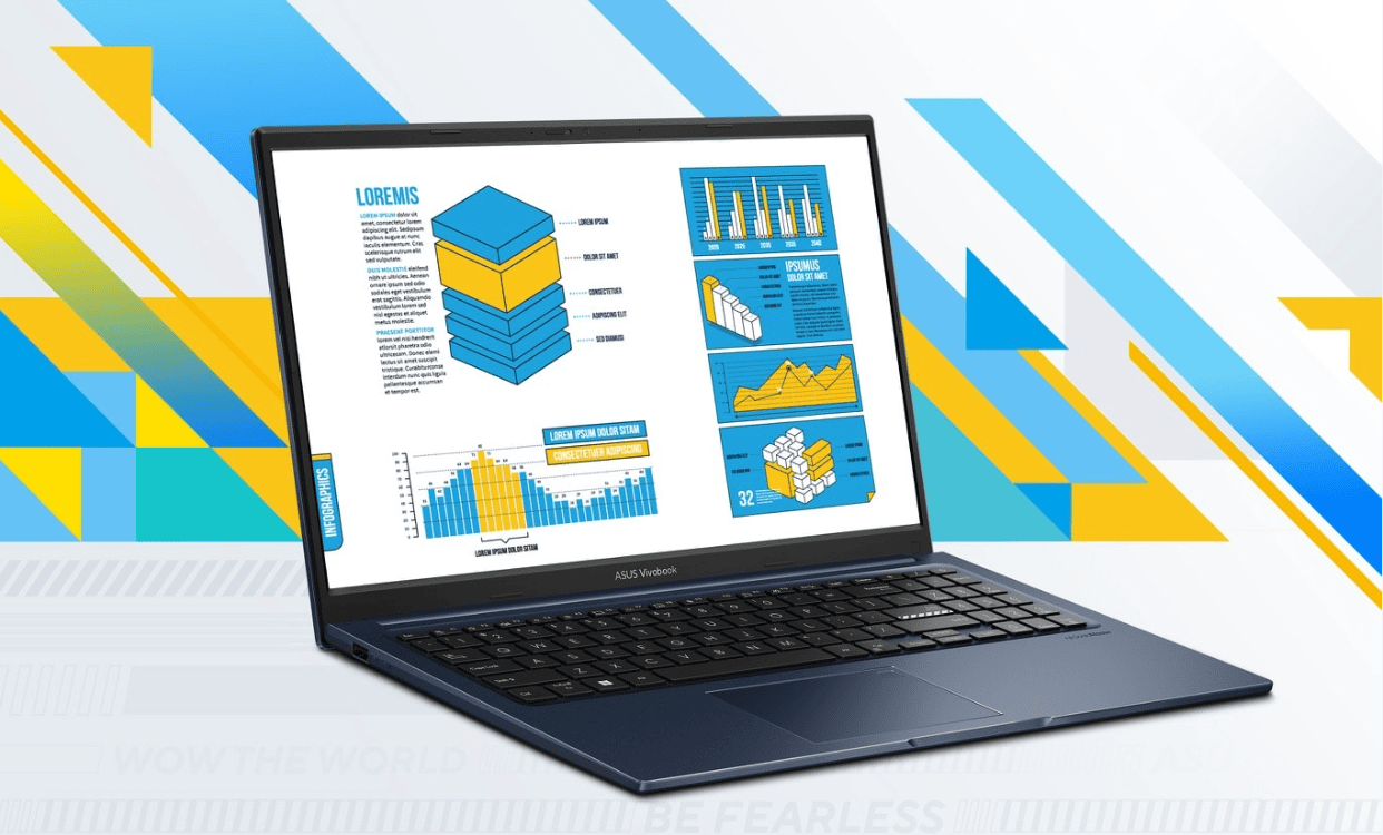 ASUS Vivobook 15 X1504VA, Intel Core i5-120U işlemci, 16GB RAM, 1TB SSD ve 15.6 inç Full HD ekran ile yüksek performans ve taşınabilirlik sunan modern dizüstü bilgisayar.