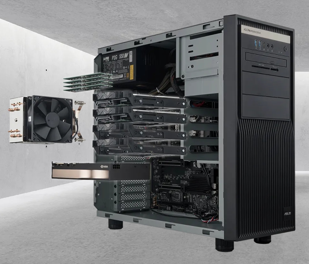 ASUS ExpertCenter Pro ET500I W8U9RTX6000D Intel Core Ultra 9-285K NVIDIA RTX 6000 48GB GDDR6 128GB DDR5 4TB M.2 SSD FreeDos Masaüstü İş İstasyonu h3