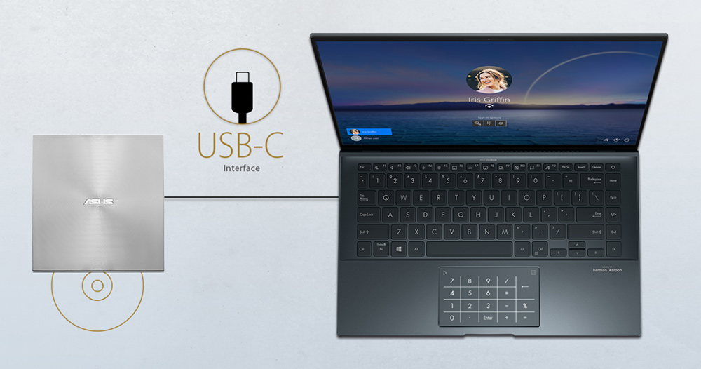 ASUS ZenDrive U8M SDRW-08U8M-U Gold M-DISC Destekli Harici Ultra İnce DVD Yazıcı h3