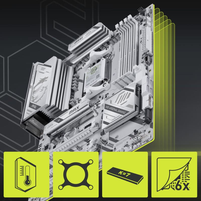 MSI MAG B850 GAMING PLUS MAX WIFI anakart, DDR5 ve AM5 soketli, 8200MHz hızında OC desteği ile yüksek performans sağlar. M.2 ve DisplayPort özellikleriyle gelişmiş oyun ve çalışma deneyimi sunar.