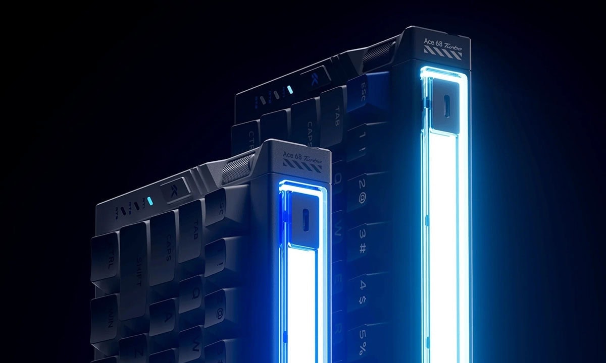 MCHOSE Ace 68 Turbo Esports beyaz renkli RGB aydınlatmalı, manyetik anahtar ve 16K Hz Hall Effect teknolojisi ile donatılmış, hotswap özellikli gaming klavye.