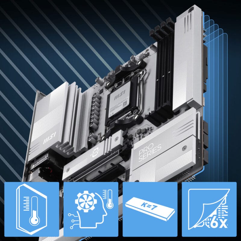 MSI PRO B850M-A WIFI PZ anakart, DDR5 RAM, AM5 soket, M.2 ve HDMI çıkışlı, oyun ve ofis kullanımı için yüksek performanslı anakart.