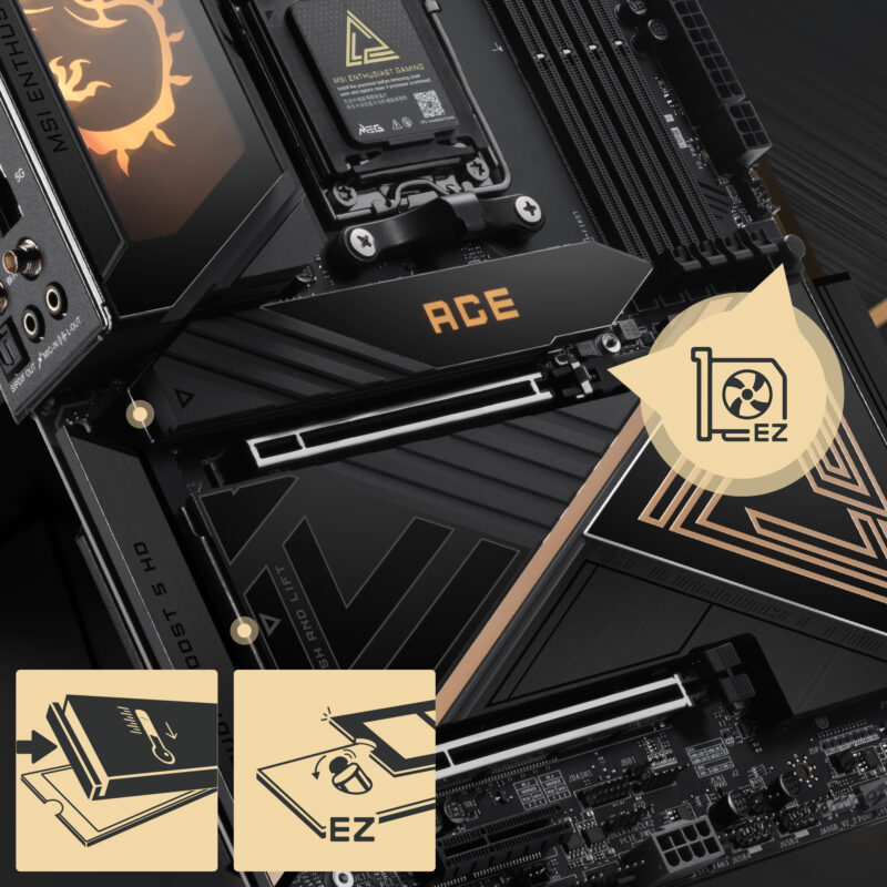 MSI MEG X870E ACE MAX 9000MHz DDR5 Anakart, AM5 soketli, M.2 ve HDMI çıkışlı yüksek performanslı anakart. Oyun ve overclock için optimize edilmiş, dayanıklı ve gelişmiş soğutma özellikleriyle donatılm.