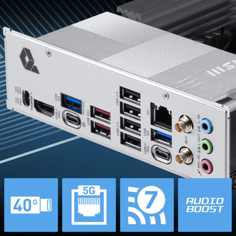 MSI PRO X870E-S EVO WIFI anakart, DDR5 RAM, AM5 soket, M.2 ve HDMI çıkışlarıyla yüksek performans ve geniş bağlantı seçenekleri sunar.