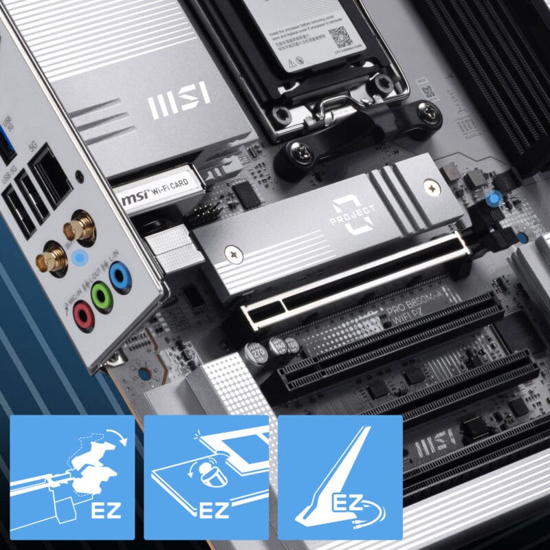 MSI PRO B850M-A WIFI PZ anakart için yüksek performanslı DDR5 ve AM5 soketli anakart, M.2 ve HDMI çıkışlarıyla oyun ve ofis kullanımı için ideal.