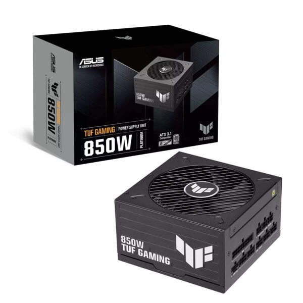 ASUS TUF GAMING 850W 80+ Platinum güç kaynağı, yüksek performans ve dayanıklılık sunar. Oyun ve yüksek performanslı sistemler için ideal, enerji verimli ve güvenilir güç kaynağı.