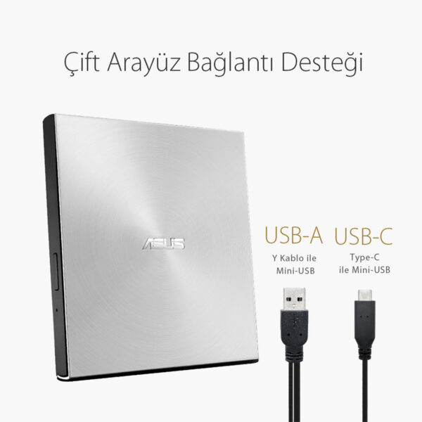 Asus Zendrive U9m Sdrw 08u9m U Silver M Disc Destekli Harici Ultra Ince Dvd Yazici 6