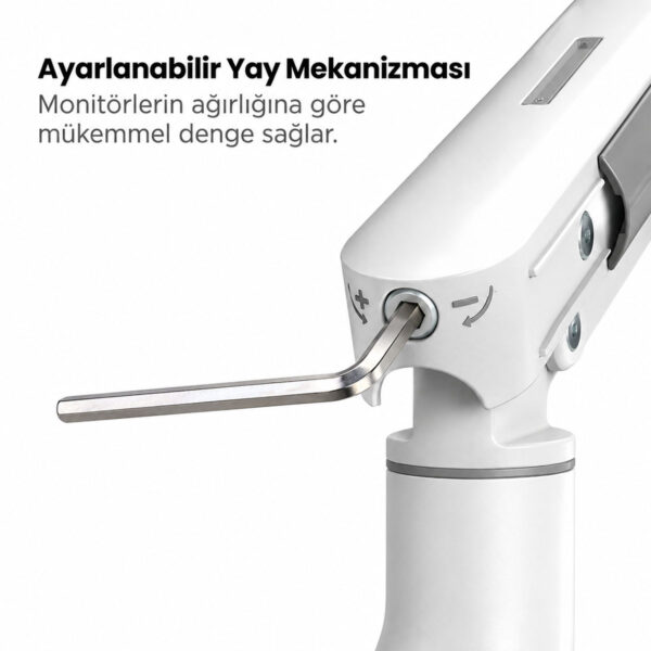 Brateck 17 32 Inç Uyumlu İki Kollu Amortisörlü Beyaz Monitör Kolu (ldt68 C024) 4