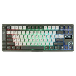 EPOMAKER RT85 Green White Wisteria V2 RGB Mekanik Klavye, kablosuz, hotswap özellikli, renkli aydınlatmalı ve yüksek performanslı gaming klavye.