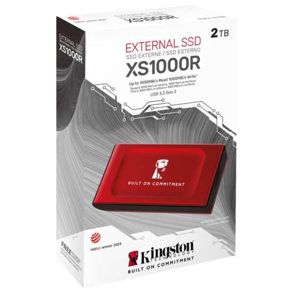 Kingston Xs1000 2tb Usb 3 2 Gen 2 Okuma 1050mb Yazma 1000mb Kirmizi Tasinabilir Harici Ssd Sxs1000r 2000ga 3