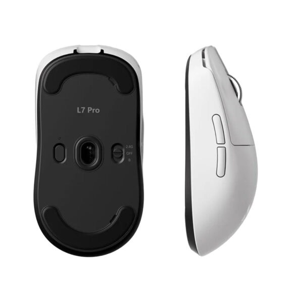 MCHOSE L7 Pro Beyaz 8K Hz kablosuz oyun mouse, yüksek hassasiyet ve hızlı tepki süresi ile profesyonel gamers için tasarlanmış. Ergonomik tasarımı ve gelişmiş özellikleriyle üstün oyun deneyimi sağlar.