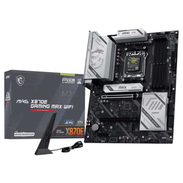 MSI MAG X870E GAMING MAX WIFI anakart, yüksek performanslı DDR5 ve AM5 soket desteği ile oyun ve profesyonel kullanım için ideal. 8200MHz OC hızında RAM ve HDMI, USB4 bağlantı seçenekleri sunar.