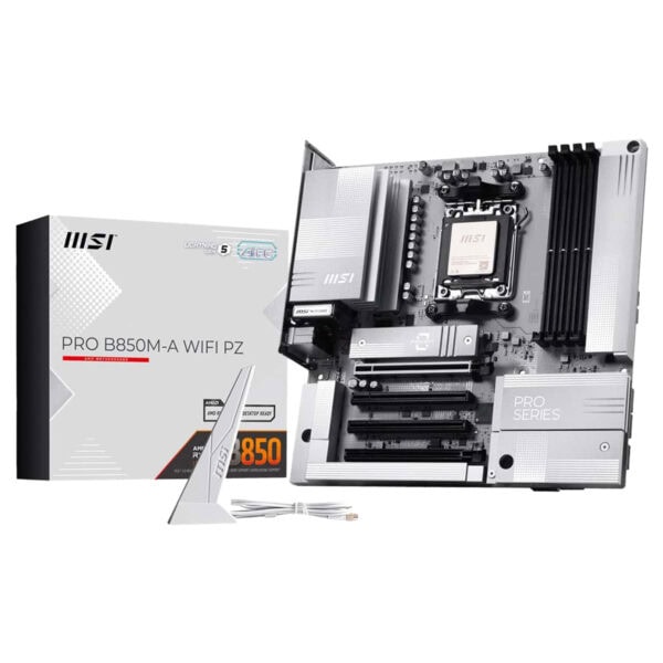 Pro B850M-A WIFI PZ anakart, AMD AM5 soketli, DDR5 RAM destekli, M.2 ve HDMI çıkışlı, yüksek performanslı mATX anakart. Gaming ve profesyonel kullanımlar için ideal.