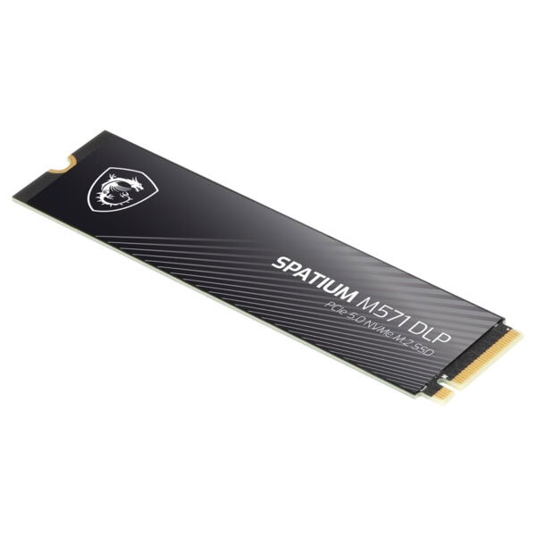 MSI SPATIUM M571 DLP 2TB NVMe PCIe Gen5 x4 SSD, yüksek performanslı M.2 SSD, 14500MB okuma ve 11000MB yazma hızlarıyla oyun ve profesyonel kullanım için ideal.