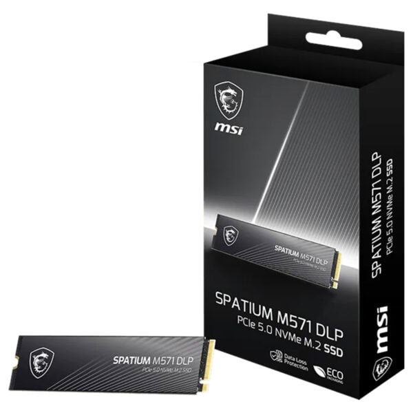MSI SPATIUM M571 DLP 2TB NVMe PCIe Gen5 x4 SSD, yüksek performans ve hızlı okuma/yazma hızlarıyla oyun ve profesyonel kullanım için ideal.