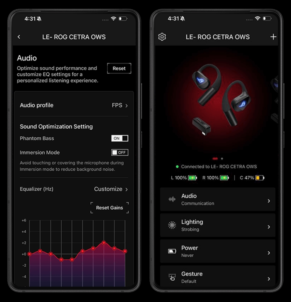 O701 ROG CETRA OPEN WIRELESS/BLK ASUS ROG Cetra Open Kulakiçi Kulaklık H19