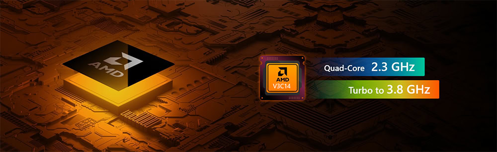 AMD Ryzen işlemci, dört çekirdekli, 2.3 GHz temel hız, Turbo özelliği ile 3.8 GHz hızında, yüksek performanslı bilgisayarlar ve dizüstü bilgisayarlar için ideal.