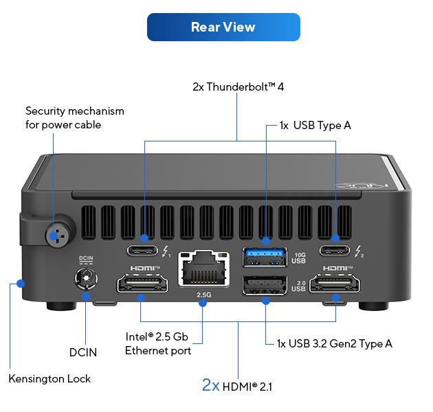 ASUS NUC 15 Pro ASUS NUC 15 Pro Tall Kit RNUC15CRHC500002 Intel Core 5-210H Barebone FreeDos Mini Bilgisayar h16