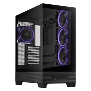 Şeffaf kasa içerisinde RGB aydınlatmalı soğutucu fanlar ve yüksek performanslı bileşenler yer almakta.