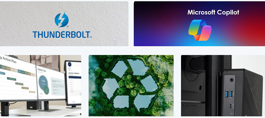 Thunderbolt ve Microsoft Copilot logoları, modern bilgisayar ve yazılım teknolojilerini temsil ediyor.