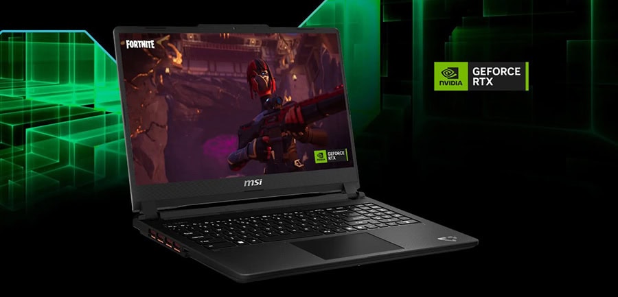 NVIDIA GeForce RTX grafik kartı ile güçlü oyun deneyimi sunan MSI gaming laptopu. Fortnite ve diğer AAA oyunlar için optimize edilmiş, yüksek çözünürlüklü ekran ve gelişmiş soğutma sistemi ile dikkat.