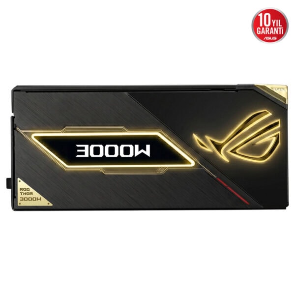 ASUS ROG Thor 3000W Titanium III Edition güç kaynağı, yüksek performans ve dayanıklılık sunan, 20 yıl garanti ile güvenilir güç kaynağı.