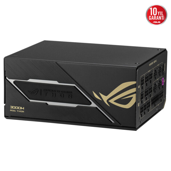 ASUS ROG Thor 3000W Titanium III Edition güç kaynağı, yüksek performans ve dayanıklılık sağlayan modüler tasarım, RGB aydınlatma ve 20 yıl garanti ile dikkat çekiyor.