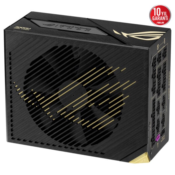 ASUS ROG Thor 3000W Titanium III Edition güç kaynağı, yüksek performans ve dayanıklılık sunan, ARGB aydınlatmalı, PCIe 5.1 ve ATX 3.1 uyumlu, 20. yıl garantili.