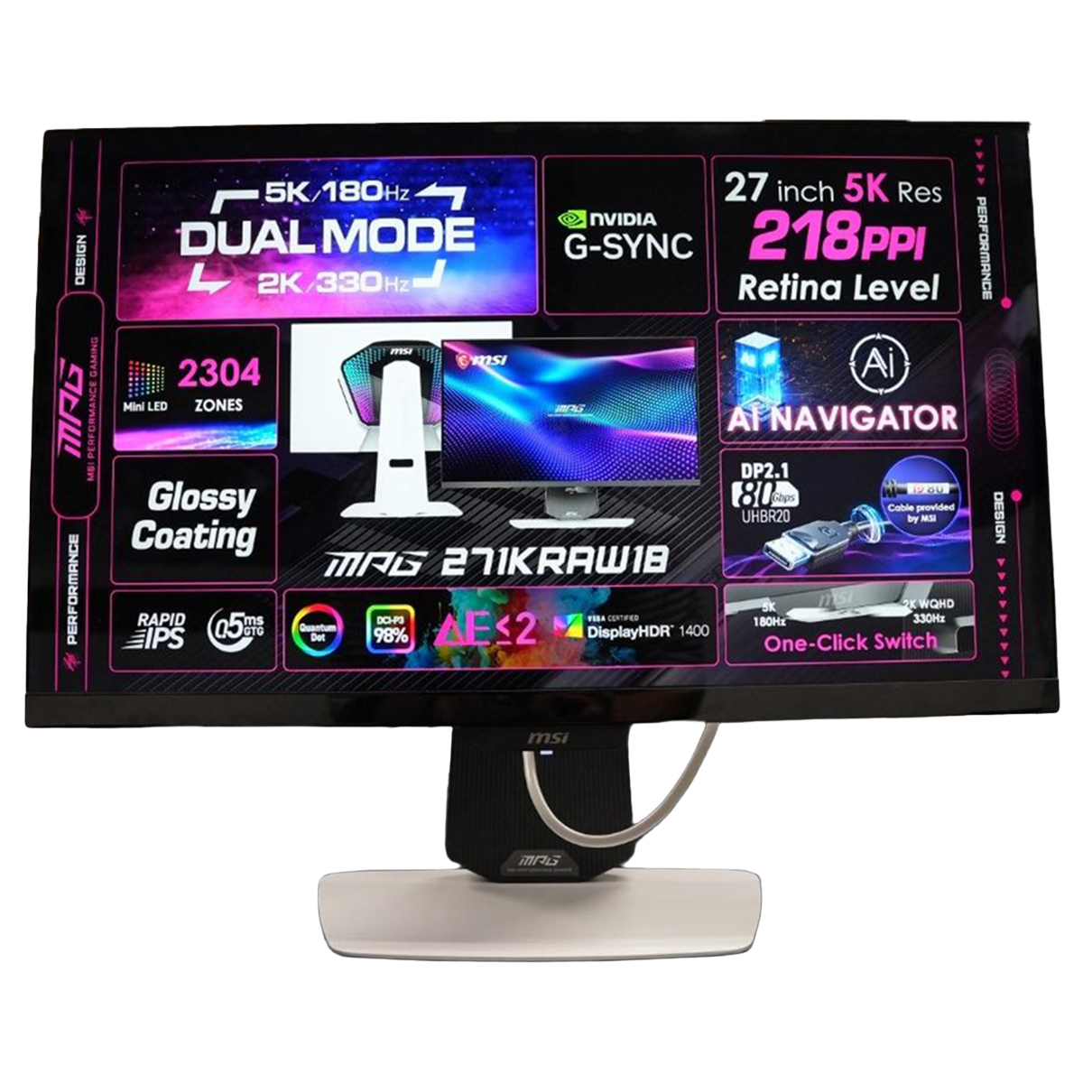 Msi Mpg 271kraw18 27 Inc 5k 180hz 0 5ms 2k 330hz Dual Mode Rapid Ips Gaming Monitor F2