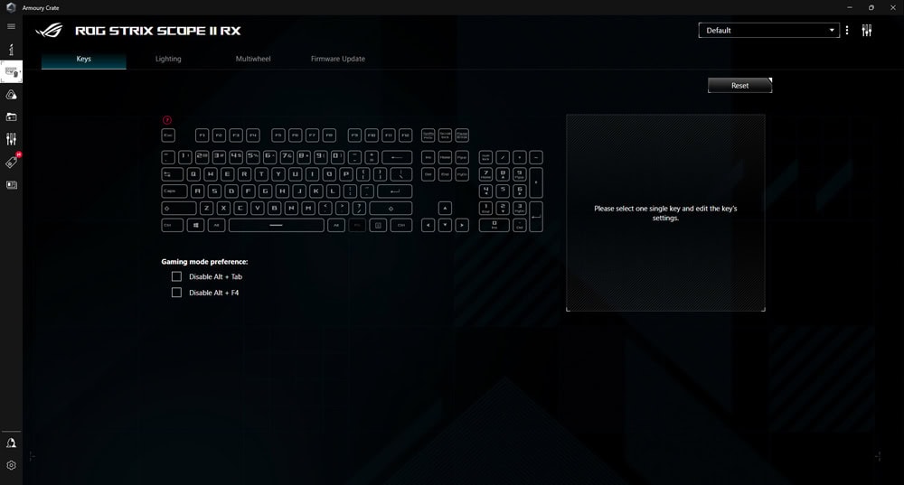 ROG Strix Scope II RX ASUS ROG Strix Scope II RX Red Switch RGB Kablolu İngilizce Mekanik Gaming Klavye h11