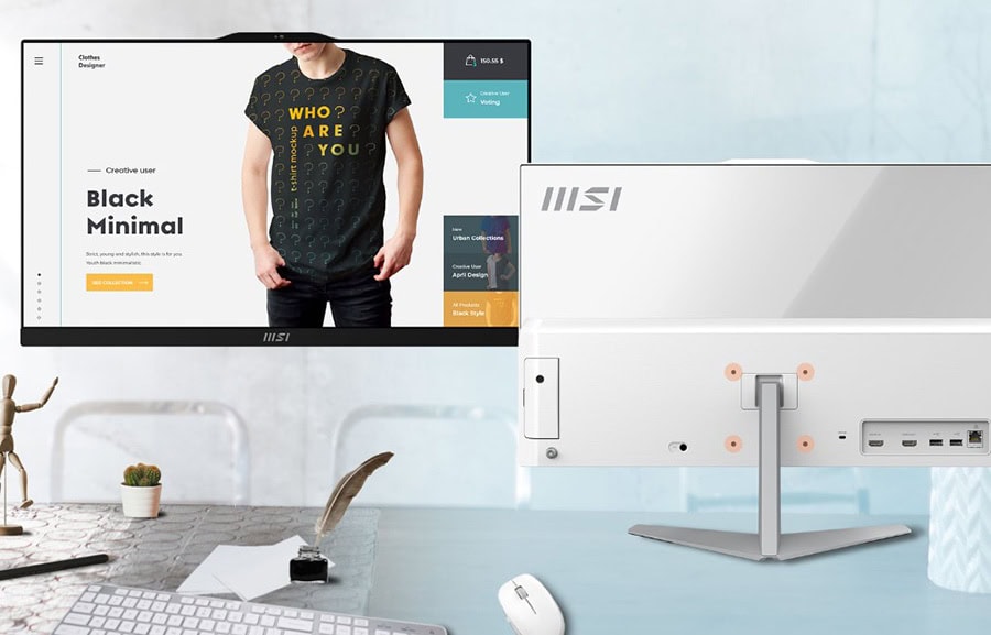 MSI Modern AM242 1M-2268XEU All In One bilgisayar, 23.8 inç Full HD ekran ve şık tasarım ile masaüstü bilgisayar çözümü.