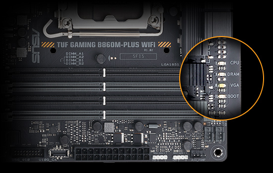 TUF GAMING B860M-PLUS WIFI ASUS TUF Gaming B860M-PLUS WiFi 8800MHz (OC) DDR5 Soket LGA1851 M.2 HDMI DP mATX Anakart h16