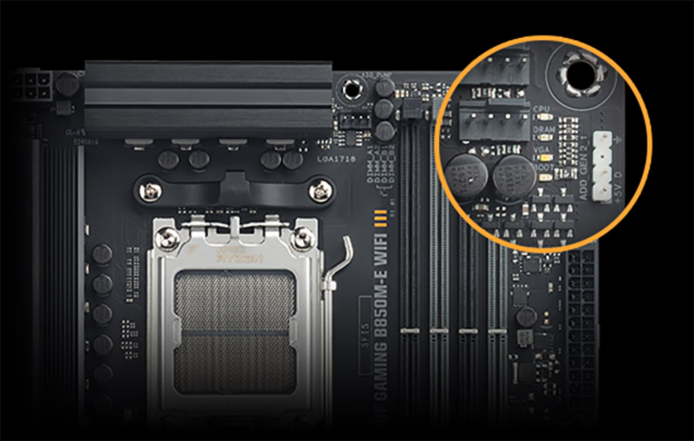 TUF GAMING B850M-E WIFI ASUS TUF GAMING B850M-E WIFI 8000MHz (OC) DDR5 Soket AM5 M.2 HDMI DP mATX Anakart h19