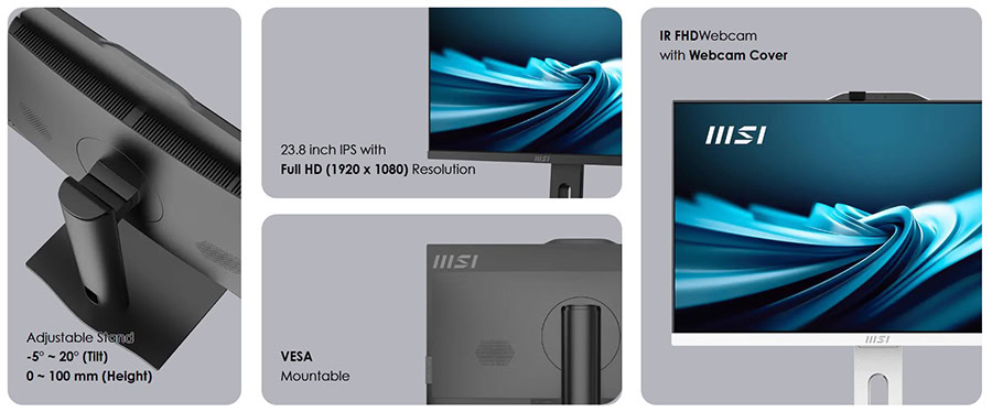 MSI PRO AP242P 14M-1201EU Intel Core i5-14400 16GB DDR5 512GB SSD 23.8 inç Full HD FreeDos Beyaz All In One Bilgisayar h3