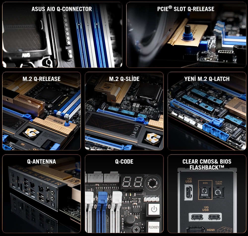 ROG CROSSHAIR 2006 ASUS ROG CROSSHAIR 2006 9600MHz (OC) DDR5 Soket AM5 M.2 HDMI USB4 ATX Anakart h26