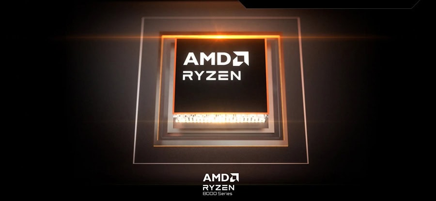 AMD Ryzen işlemci çipi, yüksek performans ve hız sunan modern tasarım ile vurgulanmış.