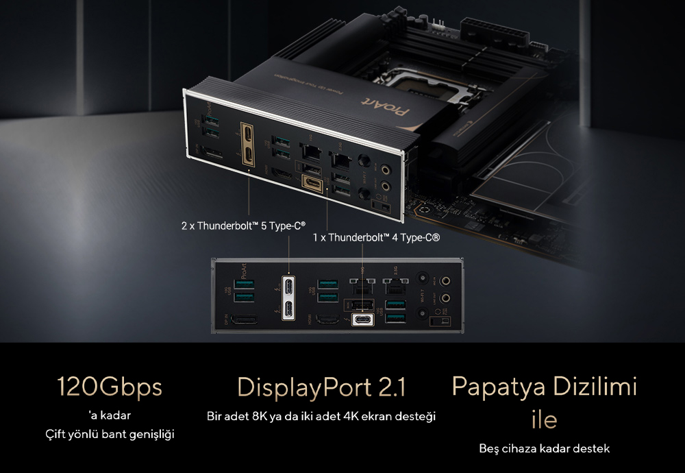 ProArt logoZ890-Creator WiFi ASUS ProArt Z890-Creator WiFi 8600MHz (OC) DDR5 Soket LGA1851 M.2 ATX Anakart h3
