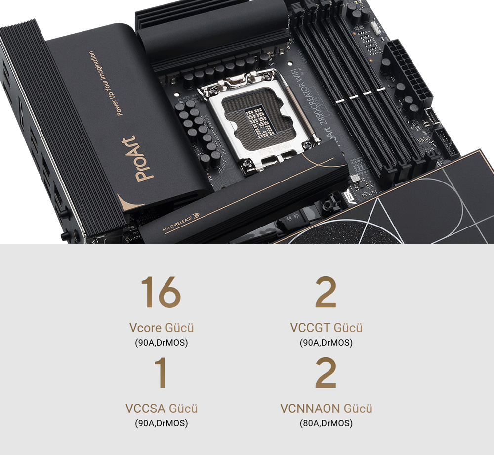 ProArt logoZ890-Creator WiFi ASUS ProArt Z890-Creator WiFi 8600MHz (OC) DDR5 Soket LGA1851 M.2 ATX Anakart h7