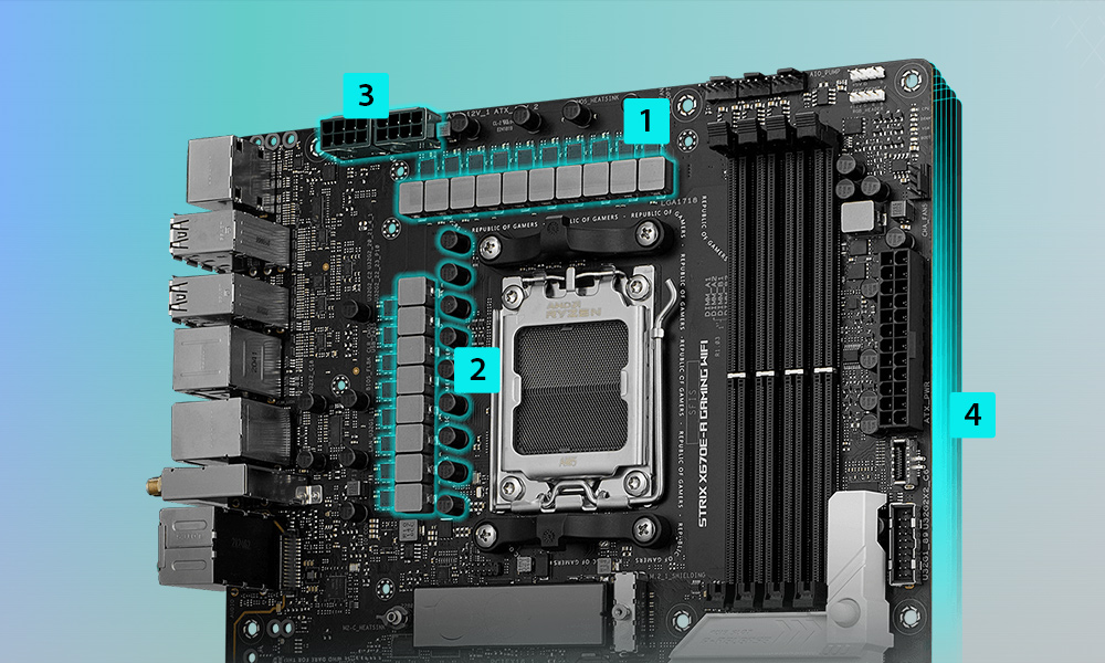 ROG STRIX X670E-A GAMING WIFI ASUS ROG Strix X670E-A Gaming WiFi 6400MHz(OC) DDR5 Soket AM5 M.2 HDMI DP ATX Anakart (90MB1BM0-M0EAY0) h8