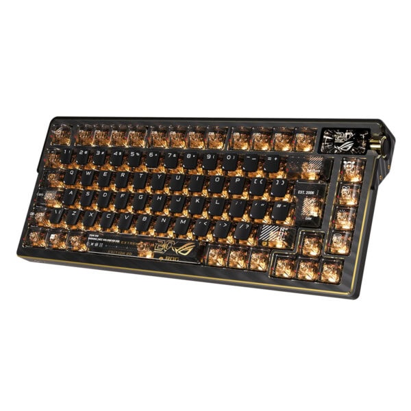 ASUS ROG Azoth Extreme Edition 20. Yıl NX Mekanik Switch RGB Kablosuz Türkçe Gaming Klavye, şık tasarım ve yüksek performanslı mekanik anahtarlar ile donatılmış.