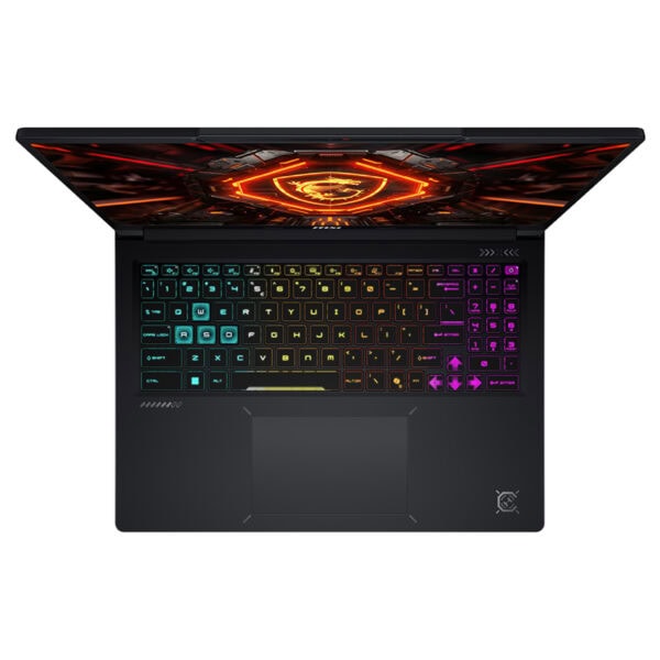 MSI CROSSHAIR A16 HX oyun dizüstü bilgisayarı, RGB aydınlatmalı klavye ve 16 inç 2K ekran ile yüksek performanslı oyun deneyimi sunar.