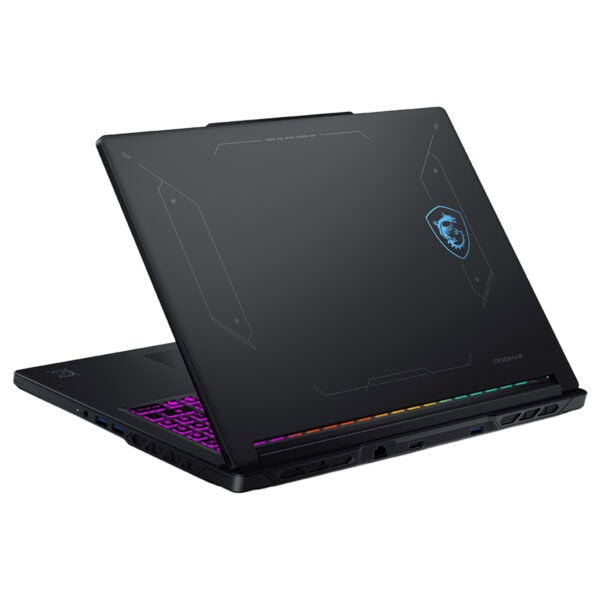 MSI CROSSHAIR A16 HX oyun dizüstü bilgisayarı, şık tasarımı ve RGB klavyesiyle dikkat çekiyor.